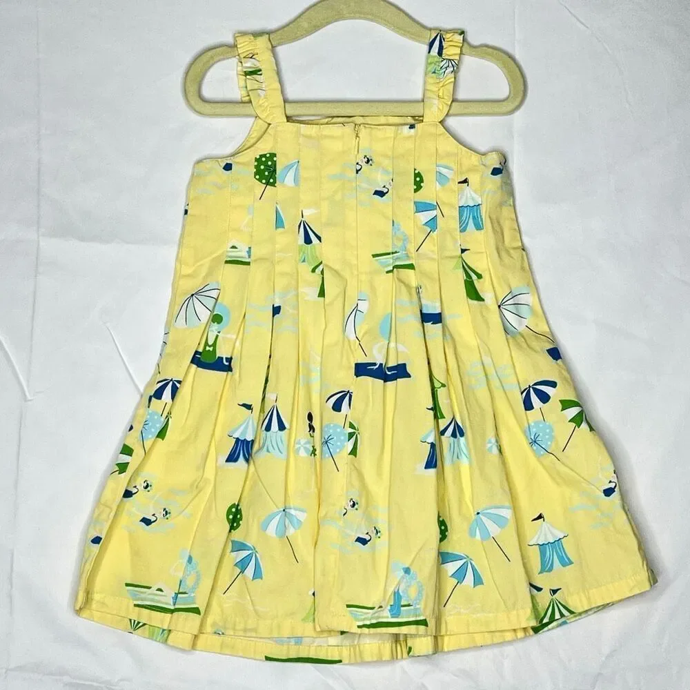 Gymboree Pool Party Yellow Summer Beach Scene Dress Vintage 2004 Girls 2T